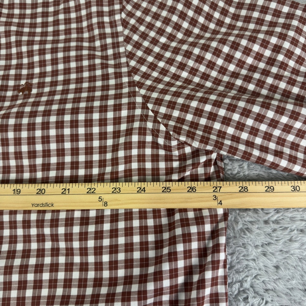 Brooks Brothers Mens 1XLT Brown Gingham Supima Cotton Non-Iron Stretch Shirt - Picture 8 of 9